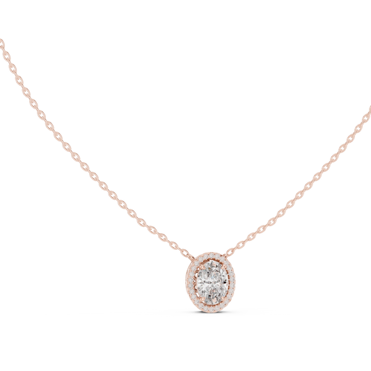 Oval Halo Moissanite Station Pendant in rose 925 sterling silver, view 1
