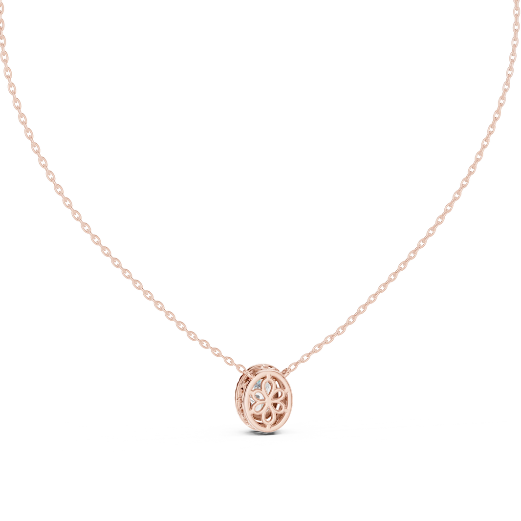 Oval Halo Moissanite Station Pendant in rose 925 sterling silver, view 4