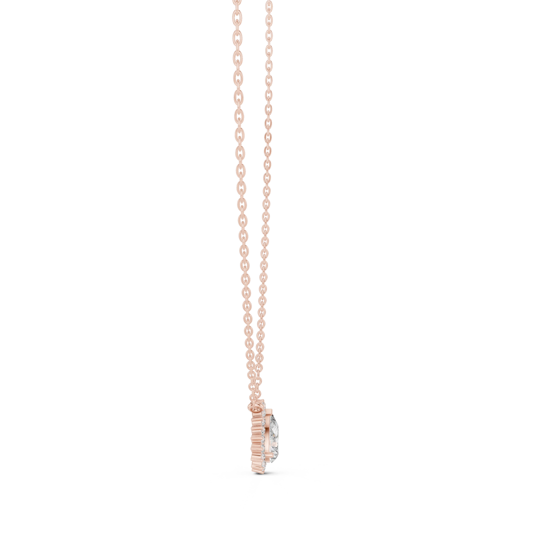 Pear Halo Moissanite Side Loop Pendant in rose 925 sterling silver, view 3