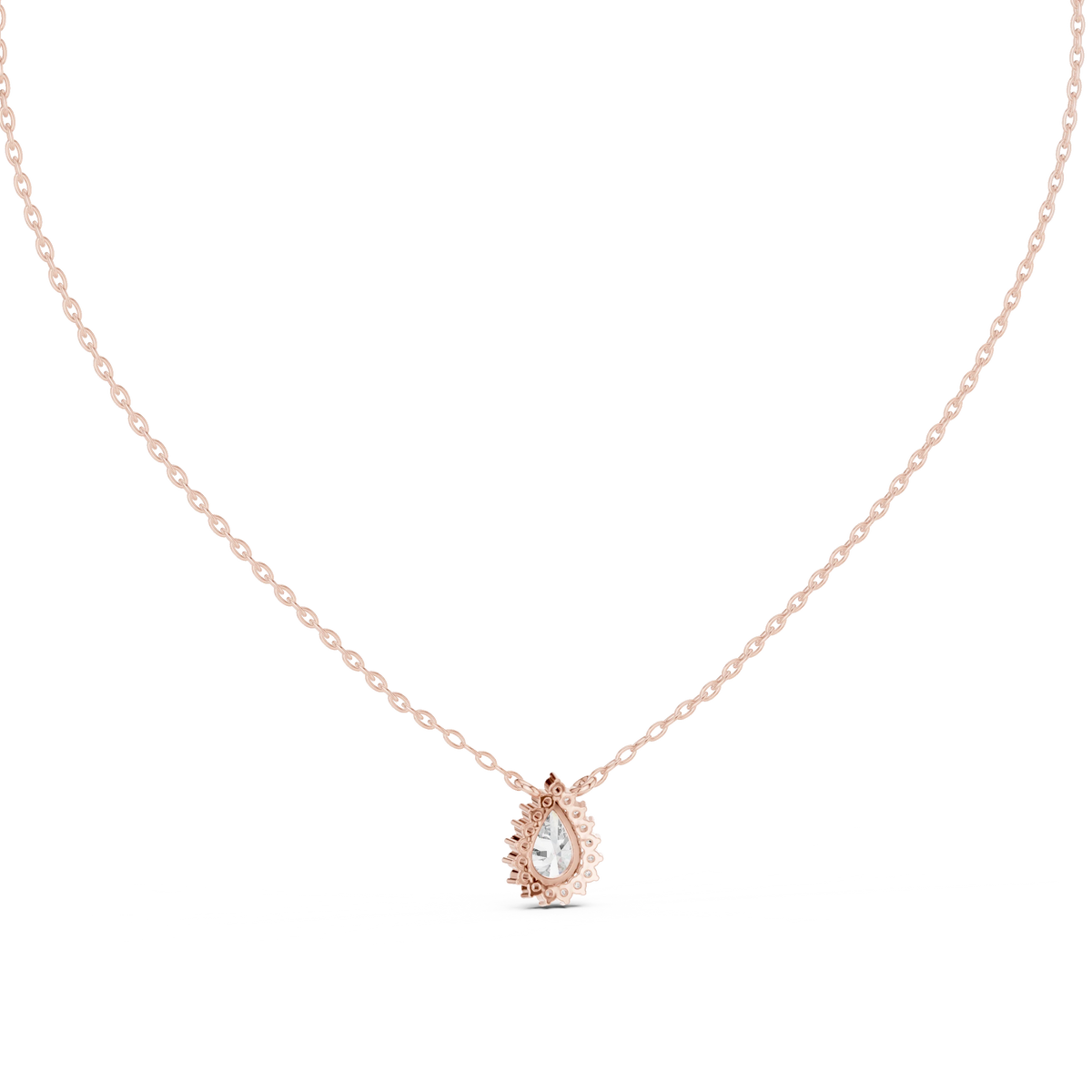 Pear Halo Moissanite Side Loop Pendant in rose 925 sterling silver, view 4
