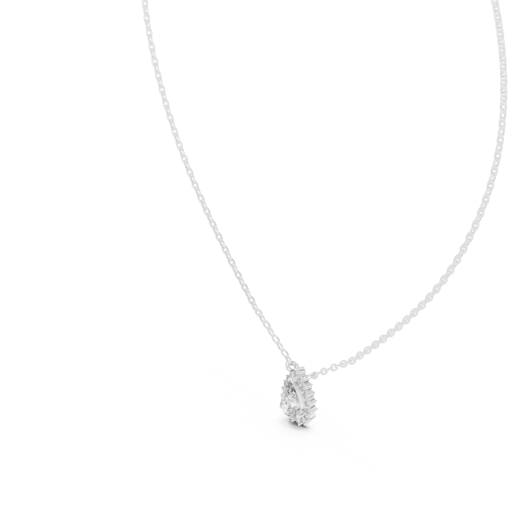 Pear Halo Moissanite Side Loop Pendant in white 925 sterling silver, view 2