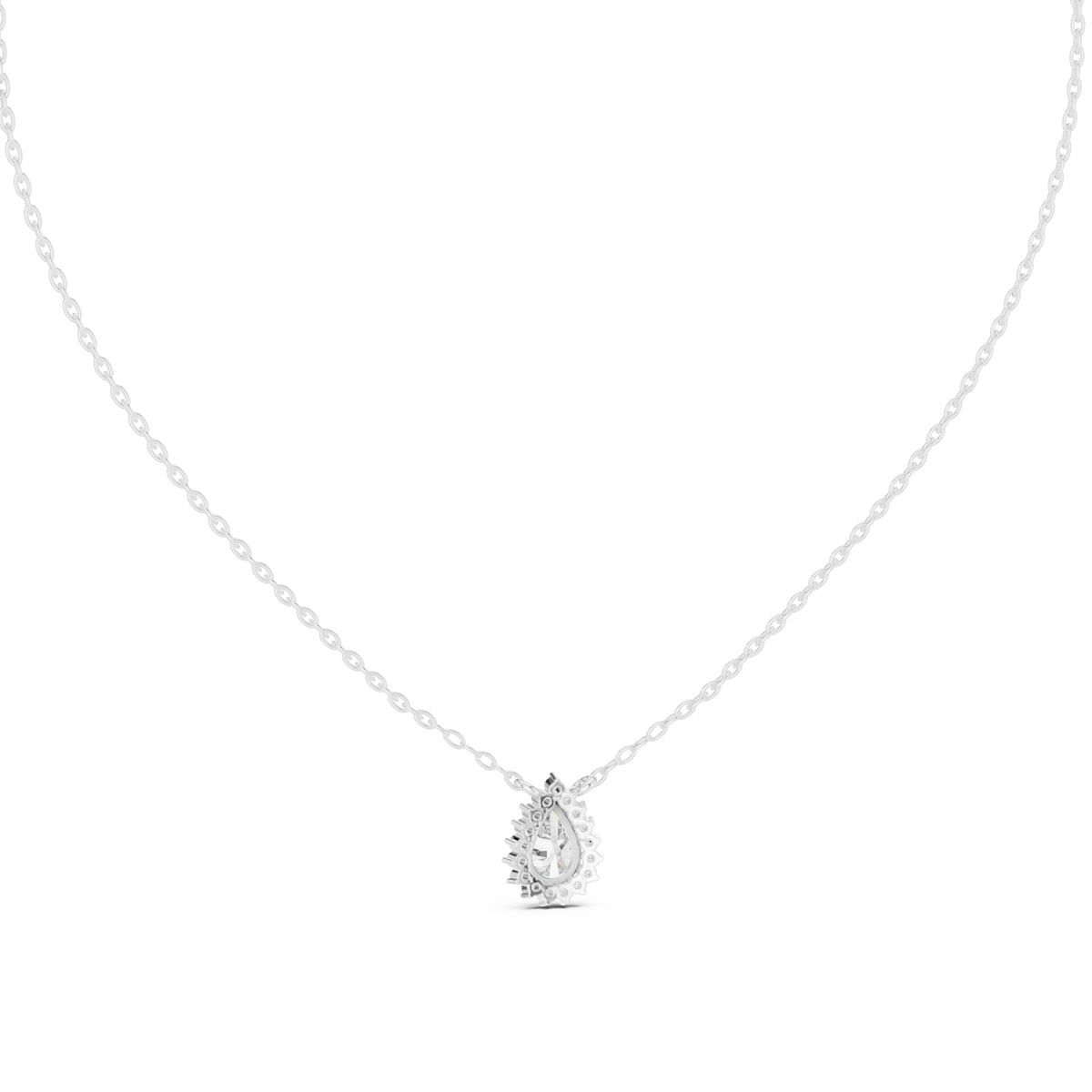 Pear Halo Moissanite Side Loop Pendant in white 925 sterling silver, view 4