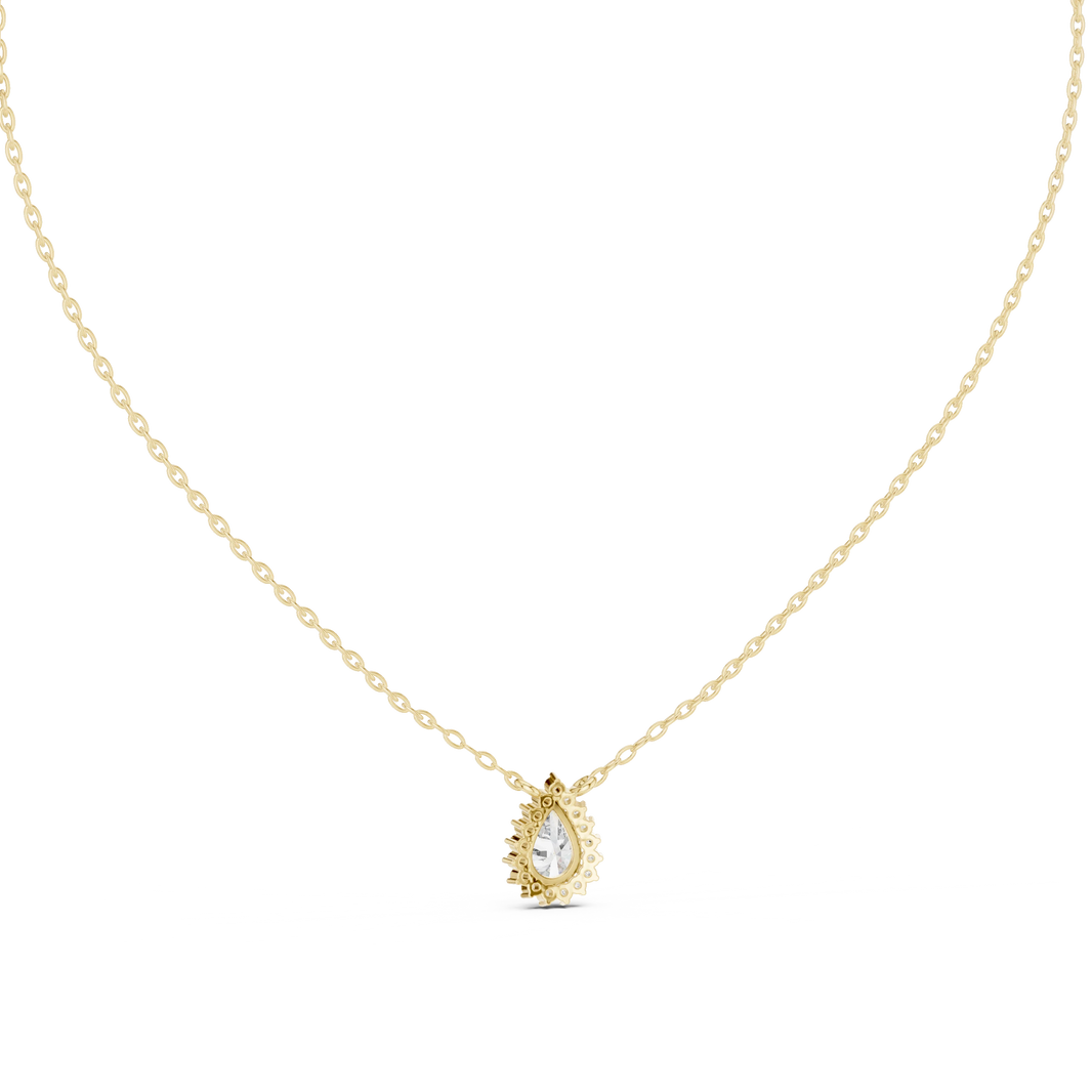 Pear Halo Moissanite Side Loop Pendant in yellow 925 sterling silver, view 4