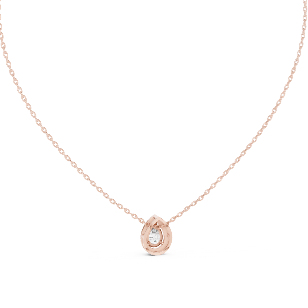 Pear Halo Moissanite Slide Pendant in rose 925 sterling silver, view 4
