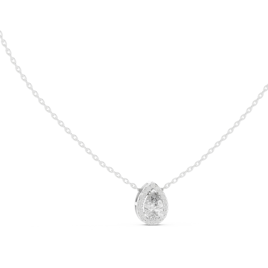 Pear Halo Moissanite Slide Pendant in white 925 sterling silver, view 1