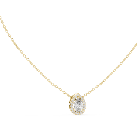 Pear Halo Moissanite Slide Pendant in yellow 925 sterling silver, view 1