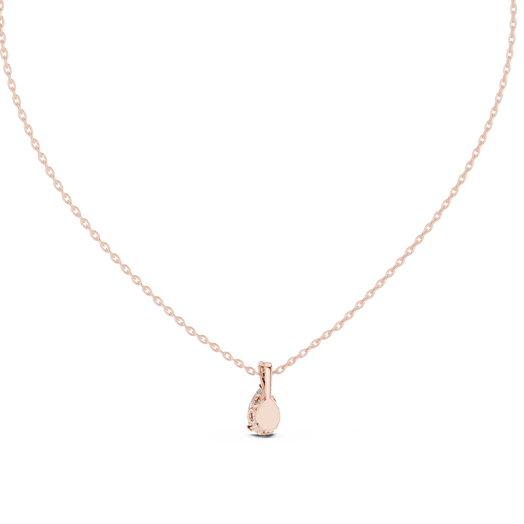 Pear Moissanite Solitaire Pendant with Tube Bail in rose 925 sterling silver, view 4