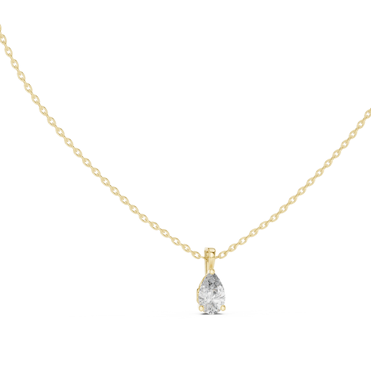 Pear Moissanite Solitaire Pendant with Tube Bail in yellow 925 sterling silver, view 1