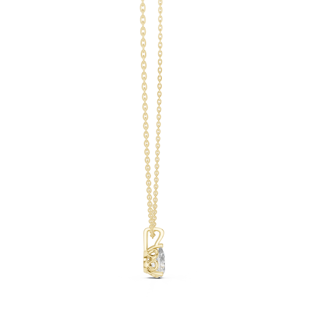Pear Moissanite Solitaire Pendant with Tube Bail in yellow 925 sterling silver, view 3
