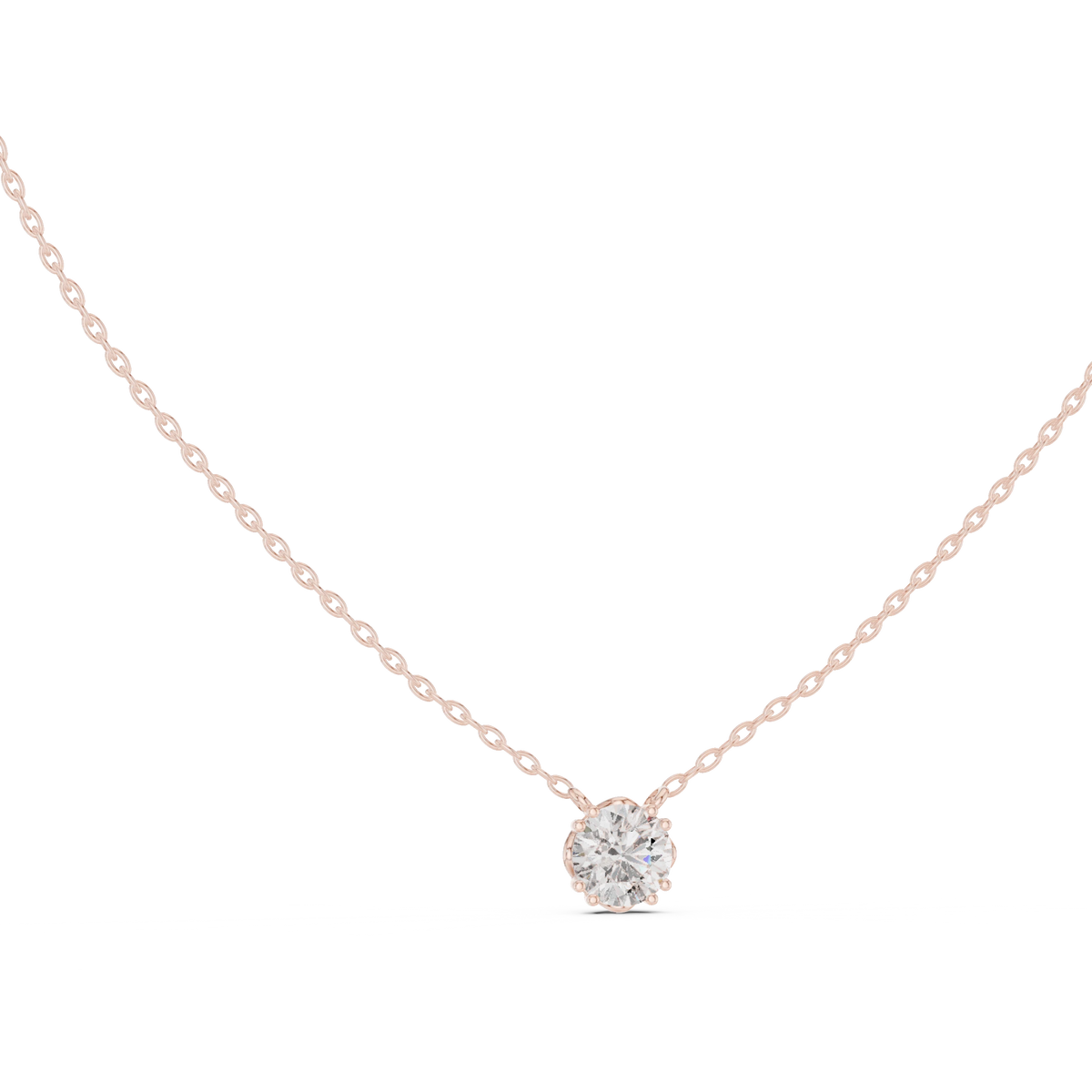 Round Moissanite Bead Prong Station Pendant in rose 925 sterling silver, view 1