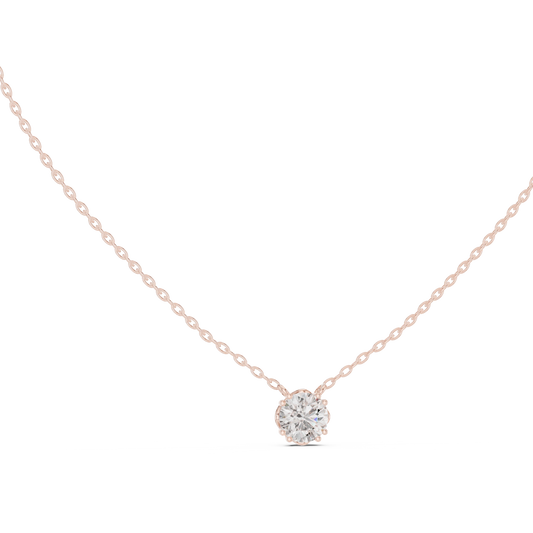 Round Moissanite Bead Prong Station Pendant in rose 925 sterling silver, view 1