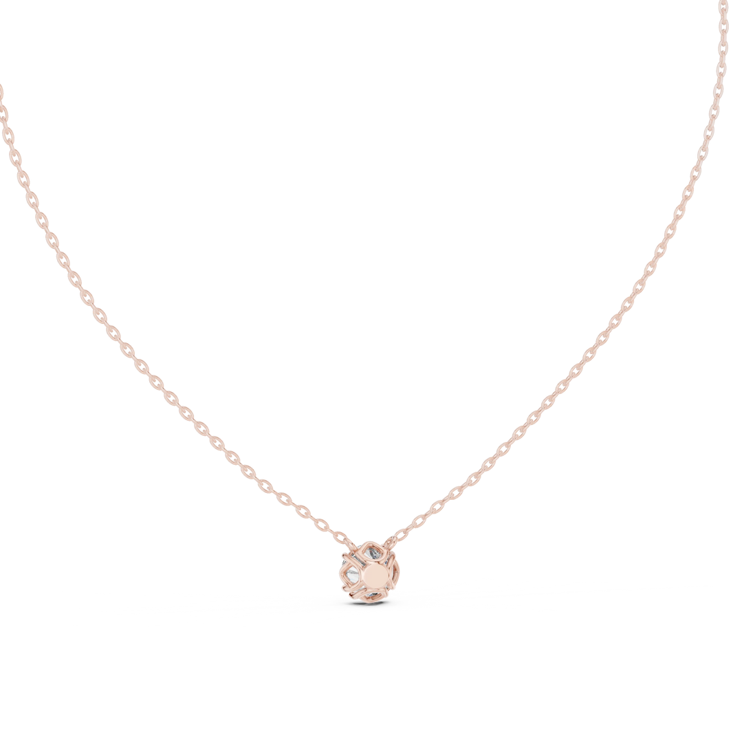 Round Moissanite Bead Prong Station Pendant in rose 925 sterling silver, view 4