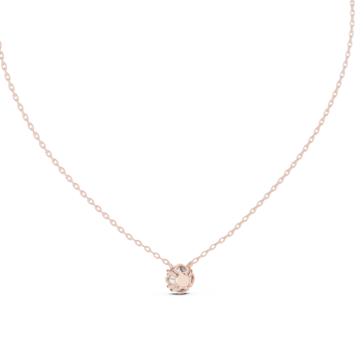 Round Moissanite Bead Prong Station Pendant in rose 925 sterling silver, view 4