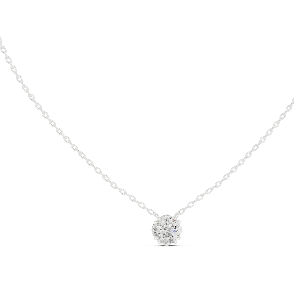 Round Moissanite Bead Prong Station Pendant in white 925 sterling silver, view 1