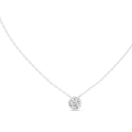 Round Moissanite Bead Prong Station Pendant in white 925 sterling silver, view 1