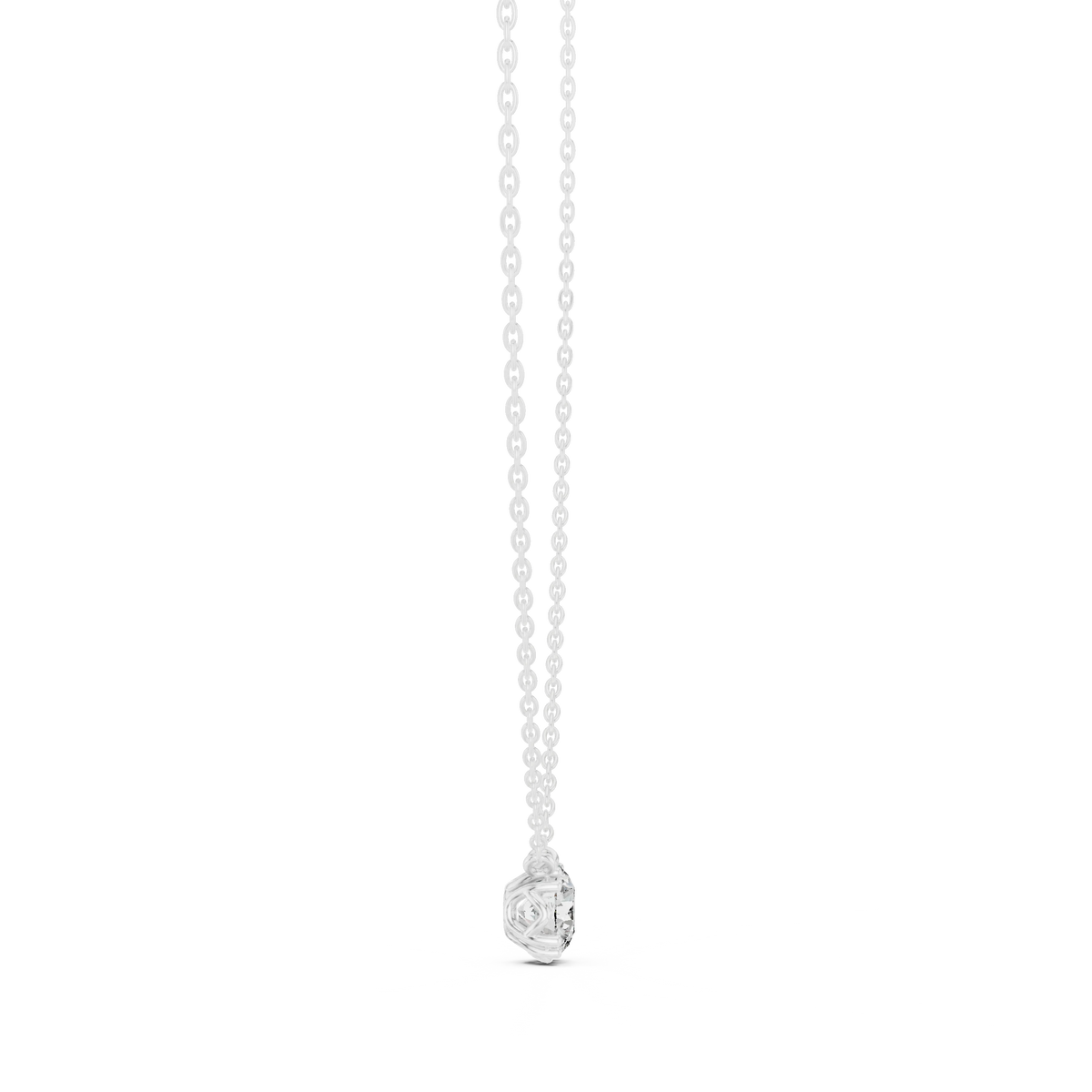 Round Moissanite Bead Prong Station Pendant in white 925 sterling silver, view 3