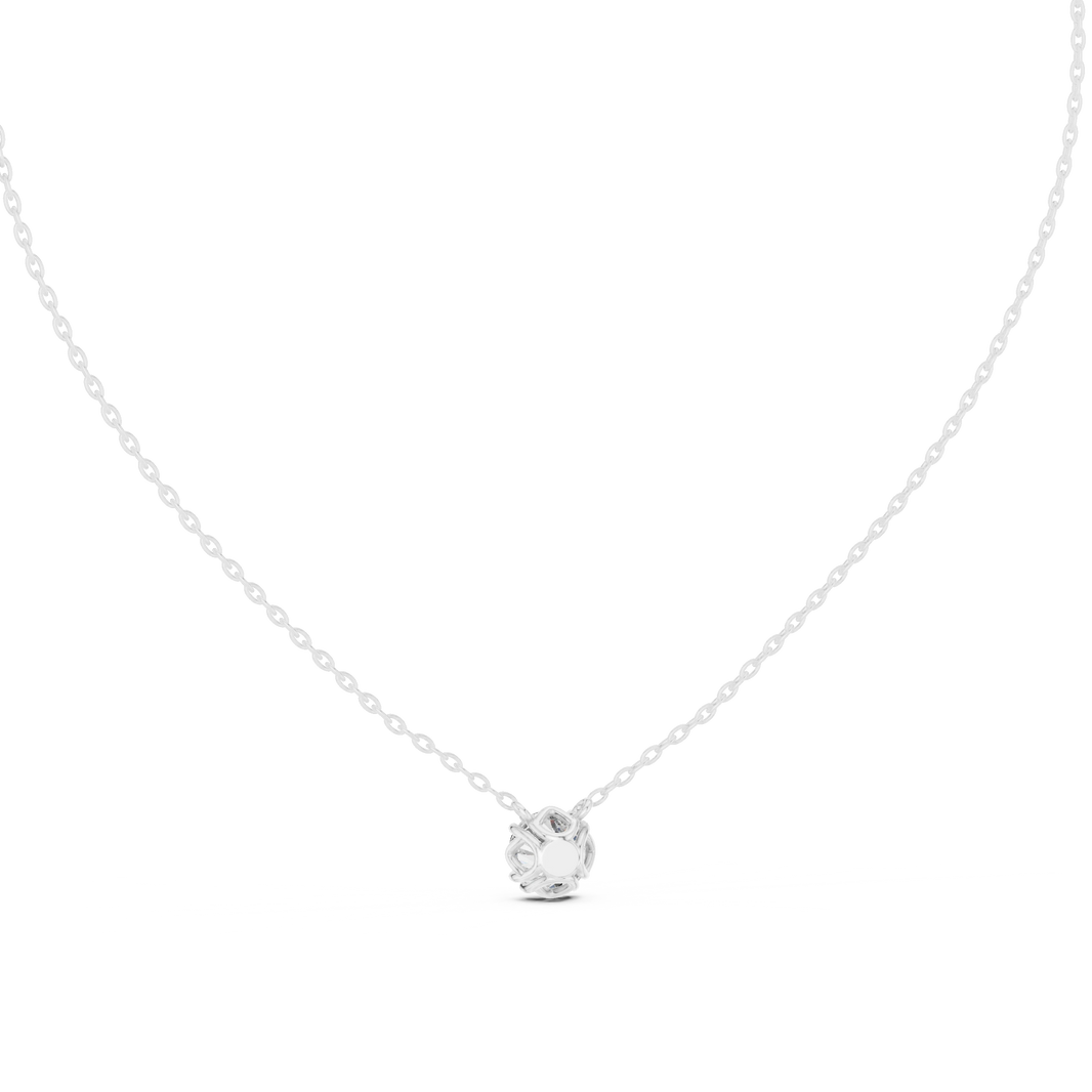 Round Moissanite Bead Prong Station Pendant in white 925 sterling silver, view 4