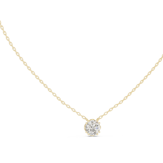 Round Moissanite Bead Prong Station Pendant in yellow 925 sterling silver, view 1