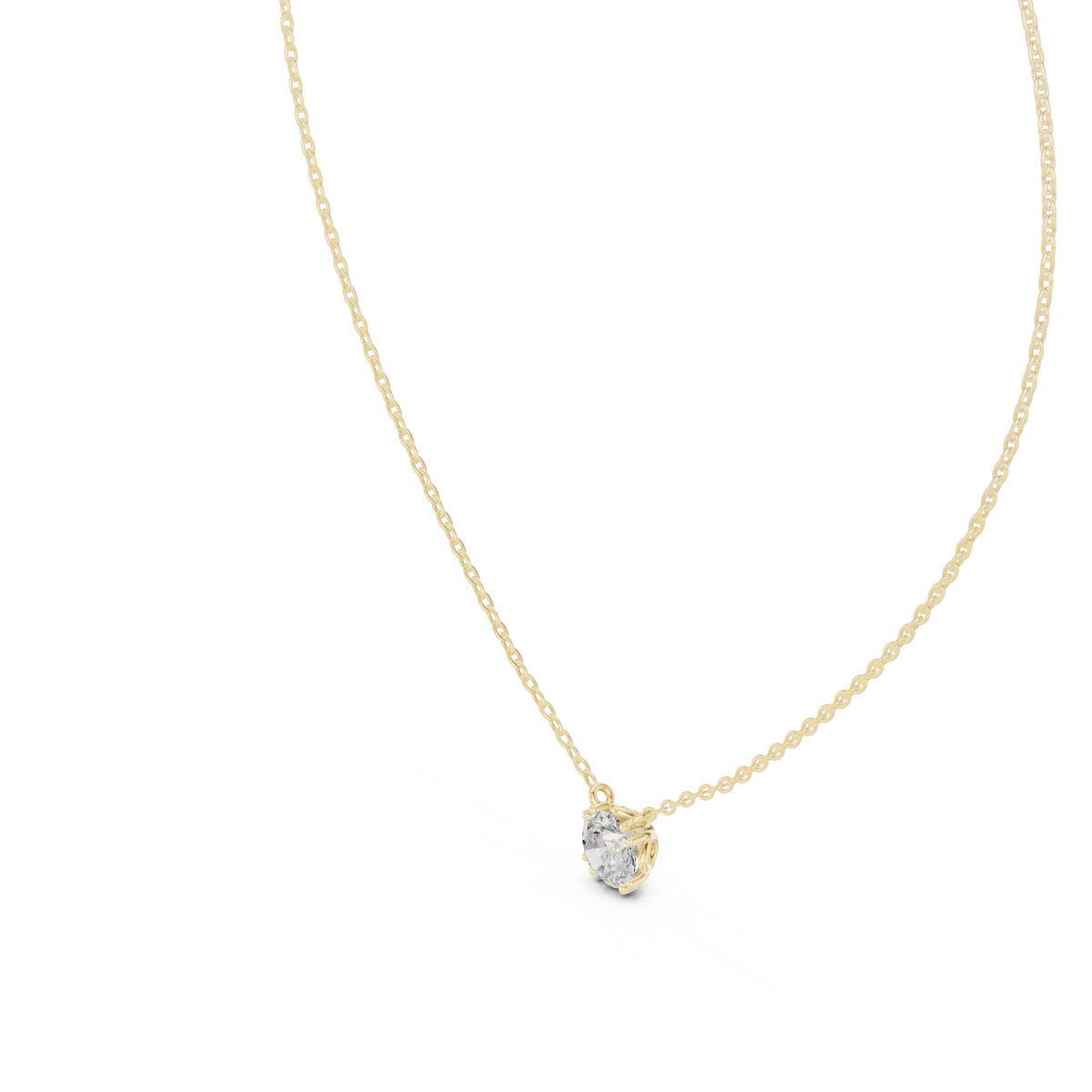 Round Moissanite Bead Prong Station Pendant in yellow 925 sterling silver, view 2