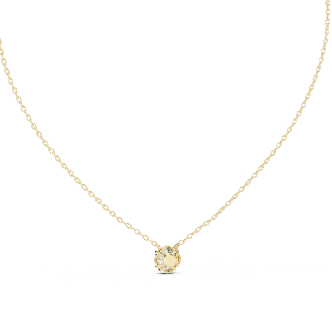 Round Moissanite Bead Prong Station Pendant in yellow 925 sterling silver, view 4