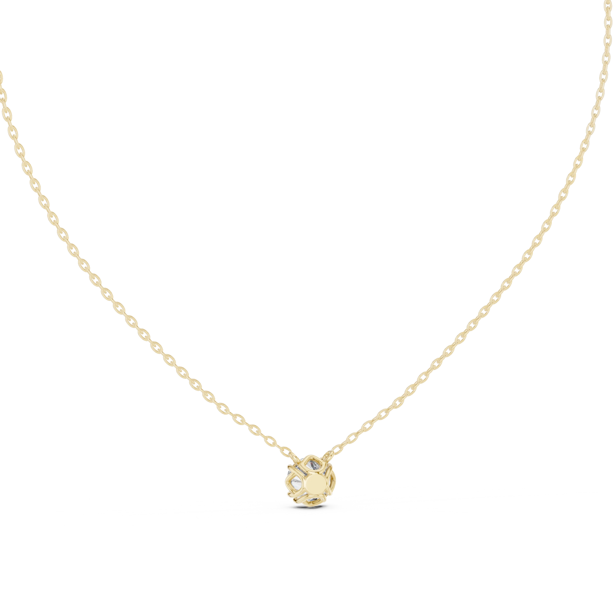 Round Moissanite Bead Prong Station Pendant in yellow 925 sterling silver, view 4