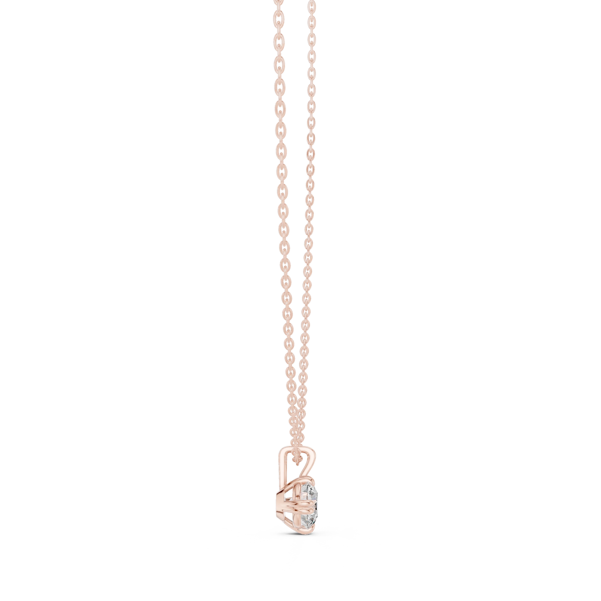 Round Moissanite Double Claw Solitaire Pendant in rose 925 sterling silver, view 3