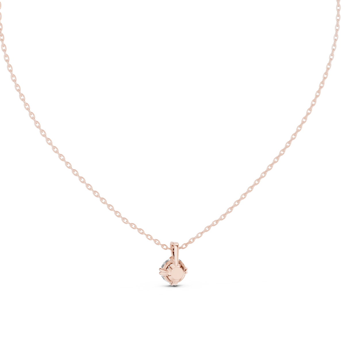 Round Moissanite Double Claw Solitaire Pendant in rose 925 sterling silver, view 4
