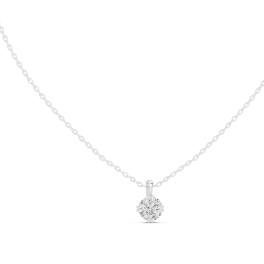 Round Moissanite Double Claw Solitaire Pendant in white 925 sterling silver, view 1
