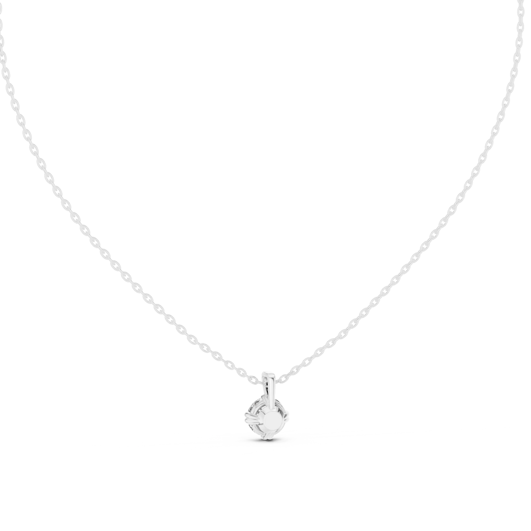 Round Moissanite Double Claw Solitaire Pendant in white 925 sterling silver, view 4