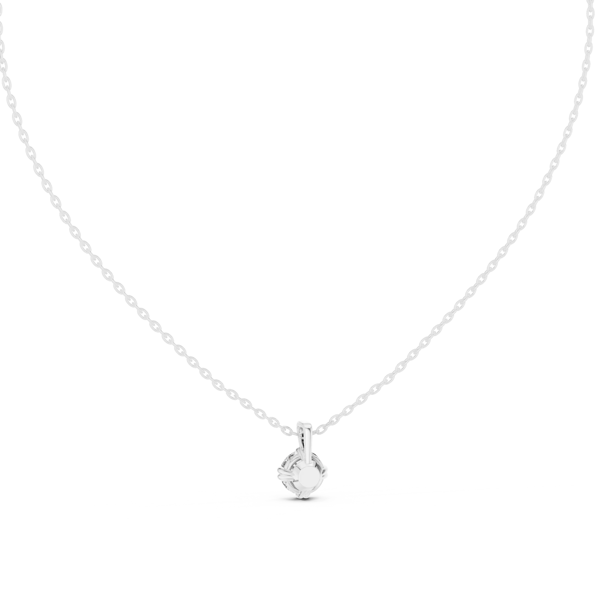 Round Moissanite Double Claw Solitaire Pendant in white 925 sterling silver, view 4