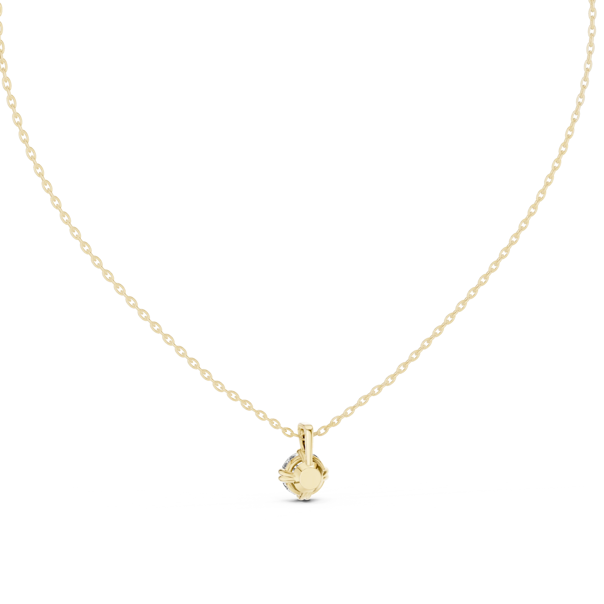 Round Moissanite Double Claw Solitaire Pendant in yellow 925 sterling silver, view 4