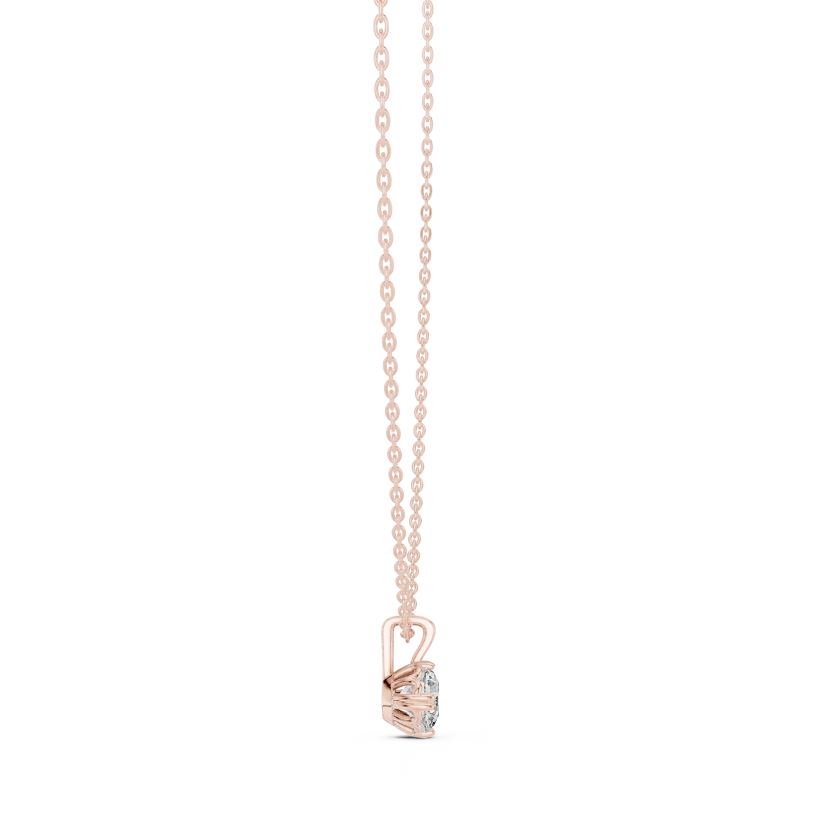 Round Moissanite Bead Tip Prong Solitaire Pendant in rose 925 sterling silver, view 3
