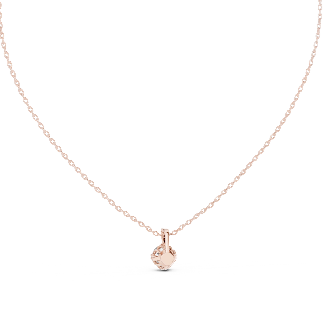 Round Moissanite Bead Tip Prong Solitaire Pendant in rose 925 sterling silver, view 4