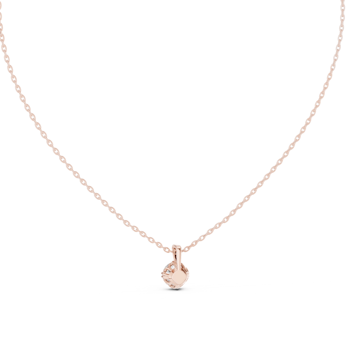 Round Moissanite Bead Tip Prong Solitaire Pendant in rose 925 sterling silver, view 4