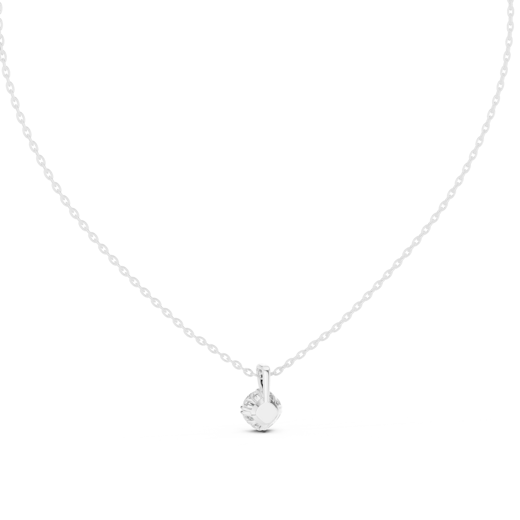 Round Moissanite Bead Tip Prong Solitaire Pendant in white 925 sterling silver, view 4