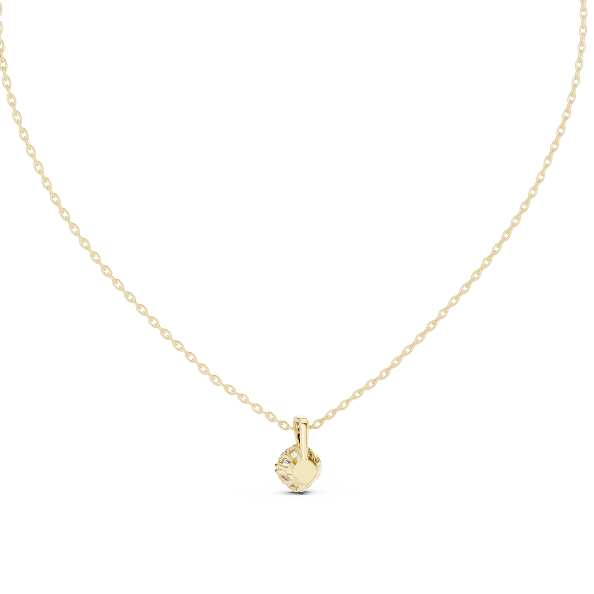 Round Moissanite Bead Tip Prong Solitaire Pendant in yellow 925 sterling silver, view 4