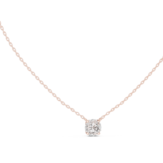 Floating Swirl Basket Round Moissanite Pendant in rose 925 sterling silver, view 1