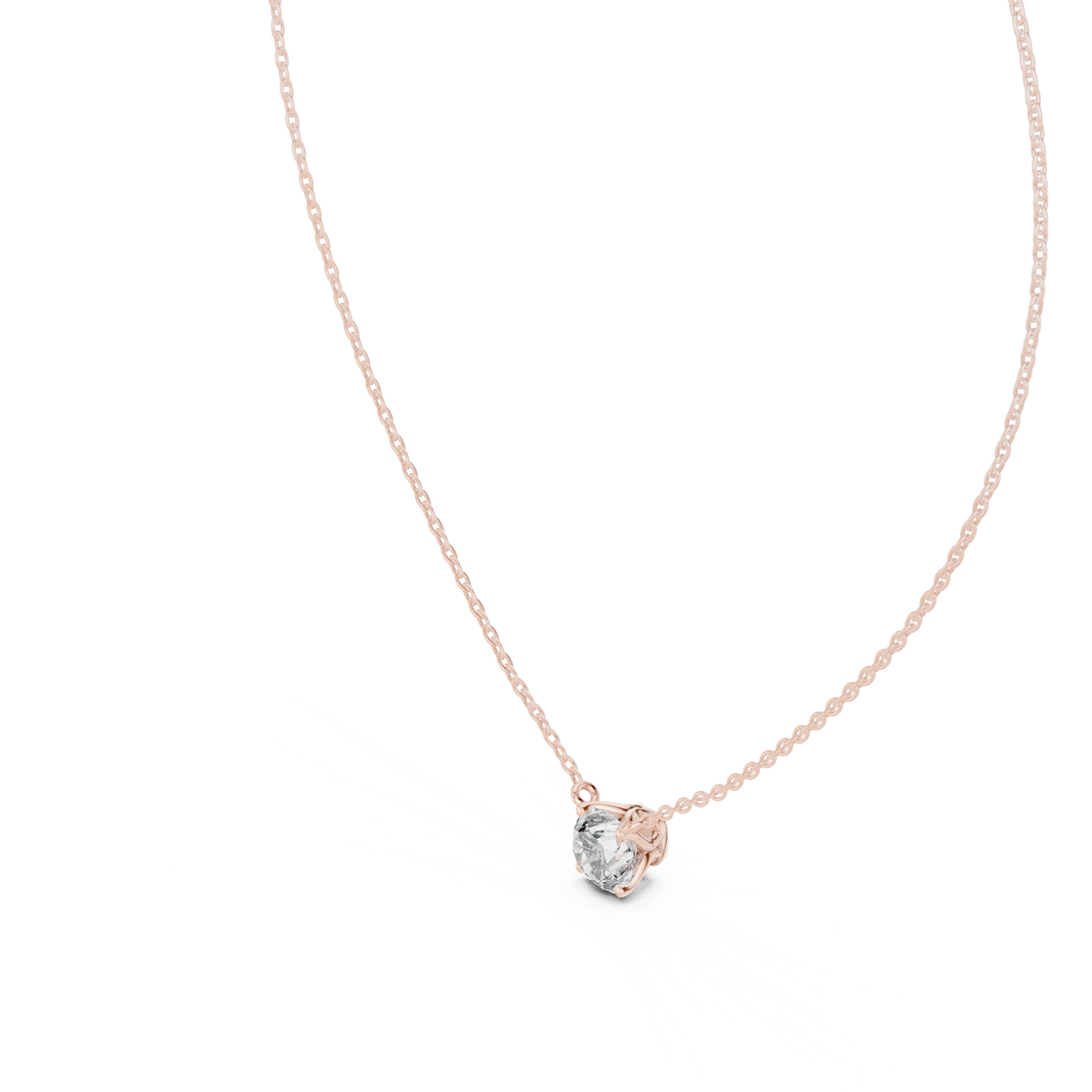 Floating Swirl Basket Round Moissanite Pendant in rose 925 sterling silver, view 2