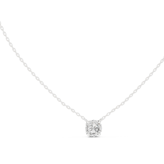 Floating Swirl Basket Round Moissanite Pendant in white 925 sterling silver, view 1