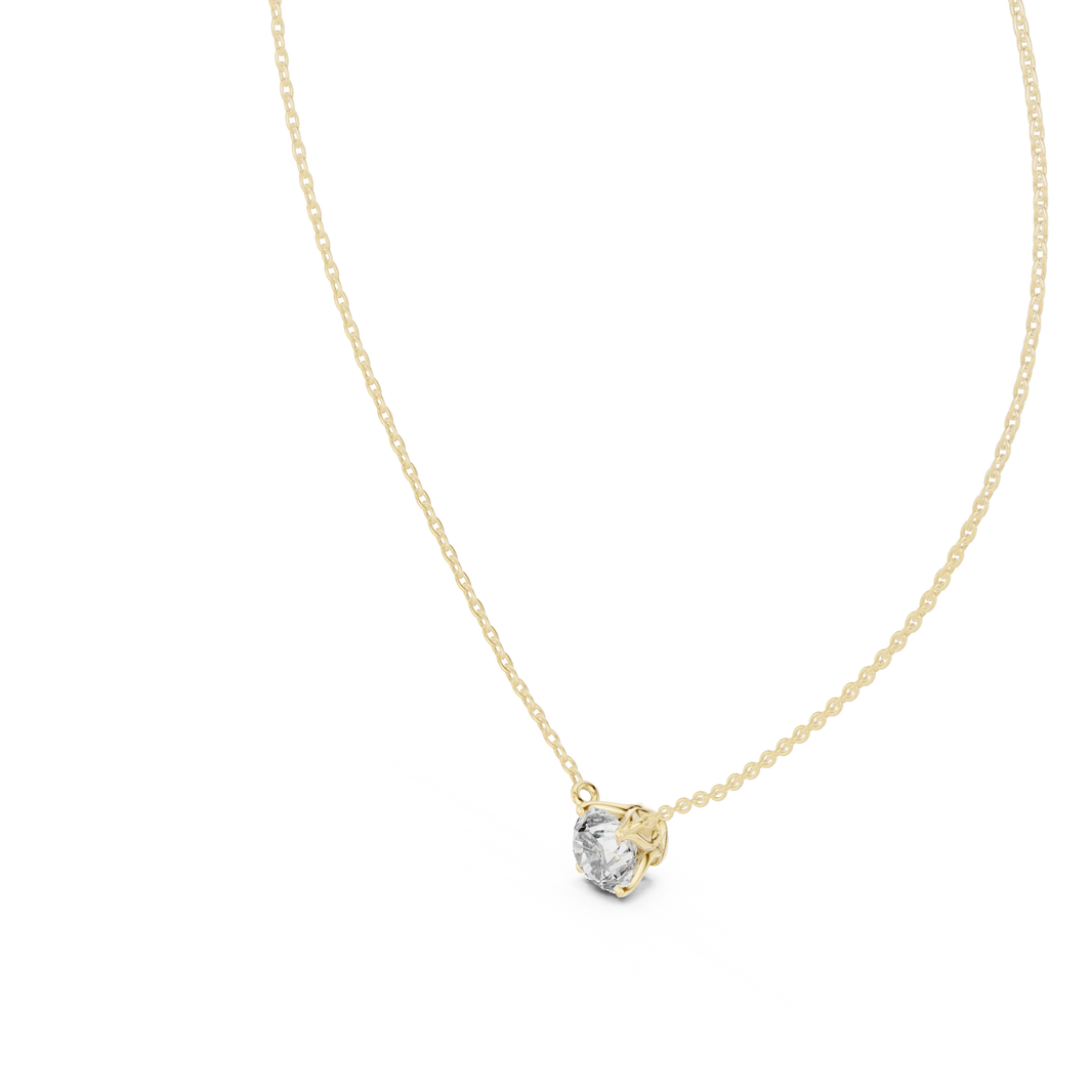 Floating Swirl Basket Round Moissanite Pendant in yellow 925 sterling silver, view 2