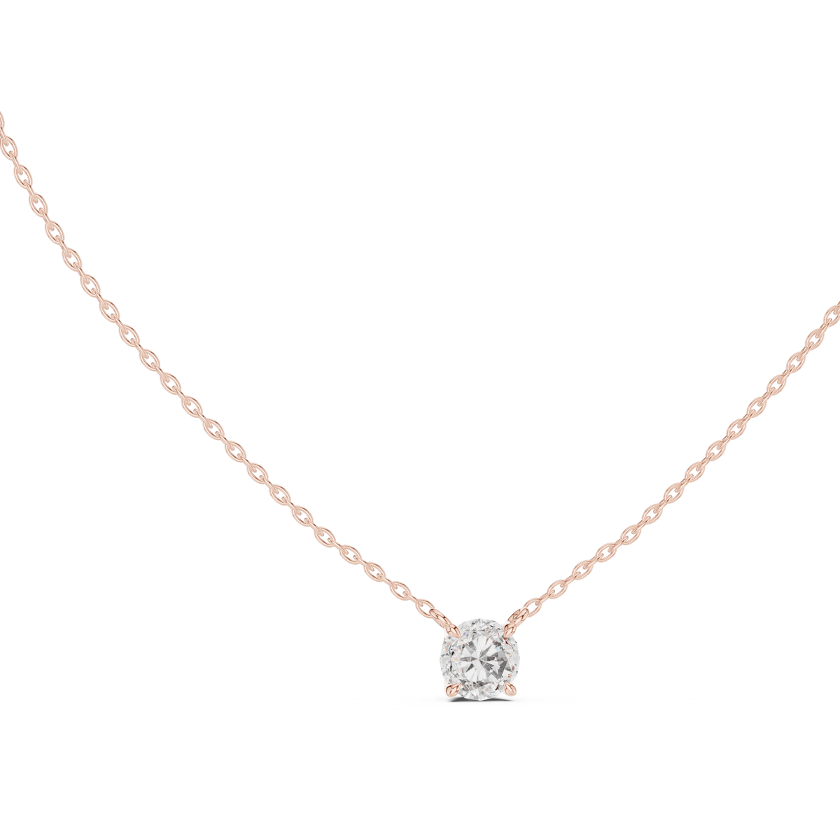 Floating Claw Prong Round Moissanite Pendant in rose 925 sterling silver, view 1