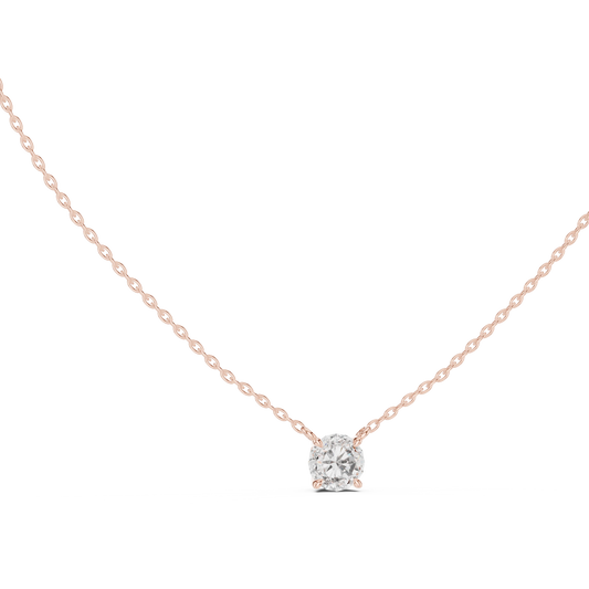 Floating Claw Prong Round Moissanite Pendant in rose 925 sterling silver, view 1