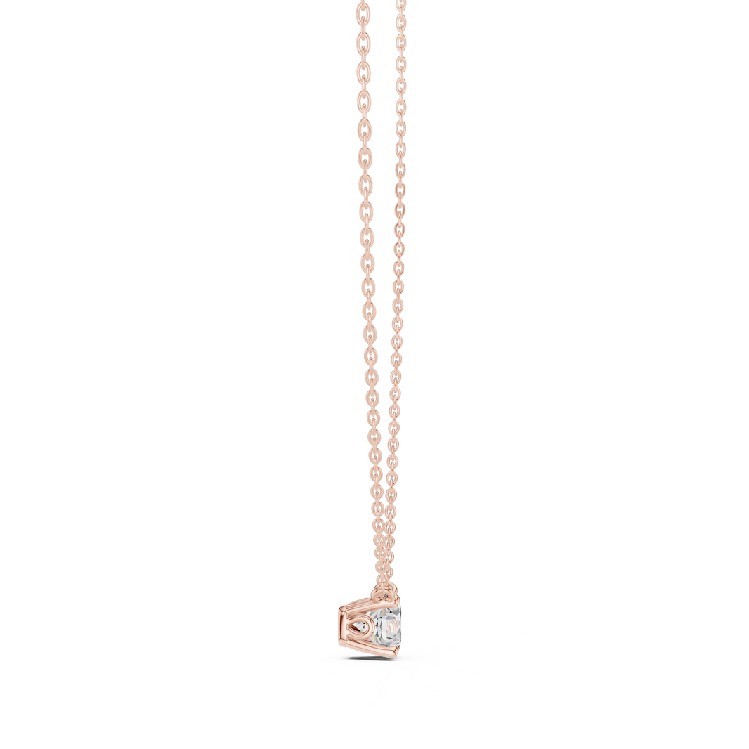 Floating Claw Prong Round Moissanite Pendant in rose 925 sterling silver, view 3