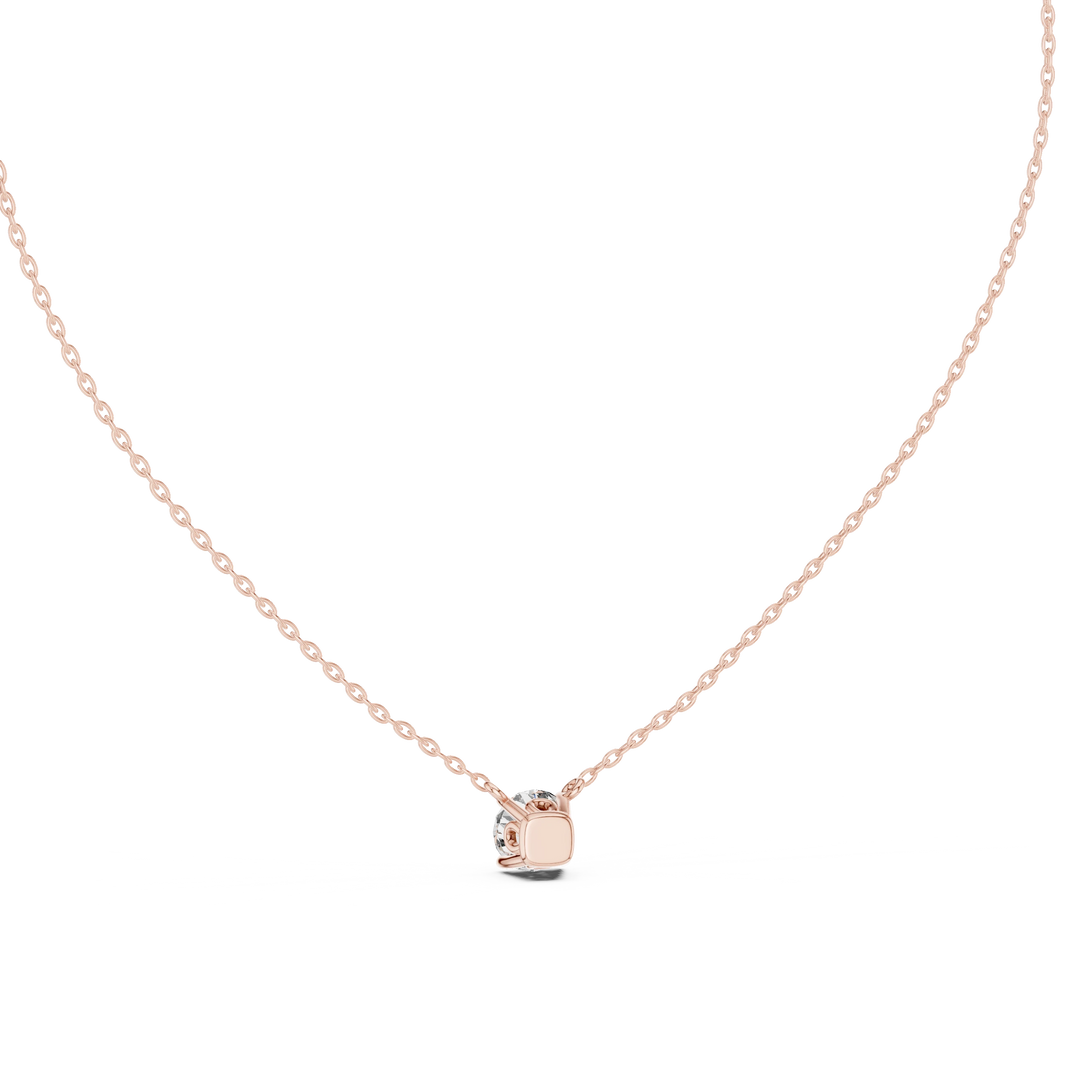 Floating Claw Prong Round Moissanite Pendant in rose 925 sterling silver, view 4