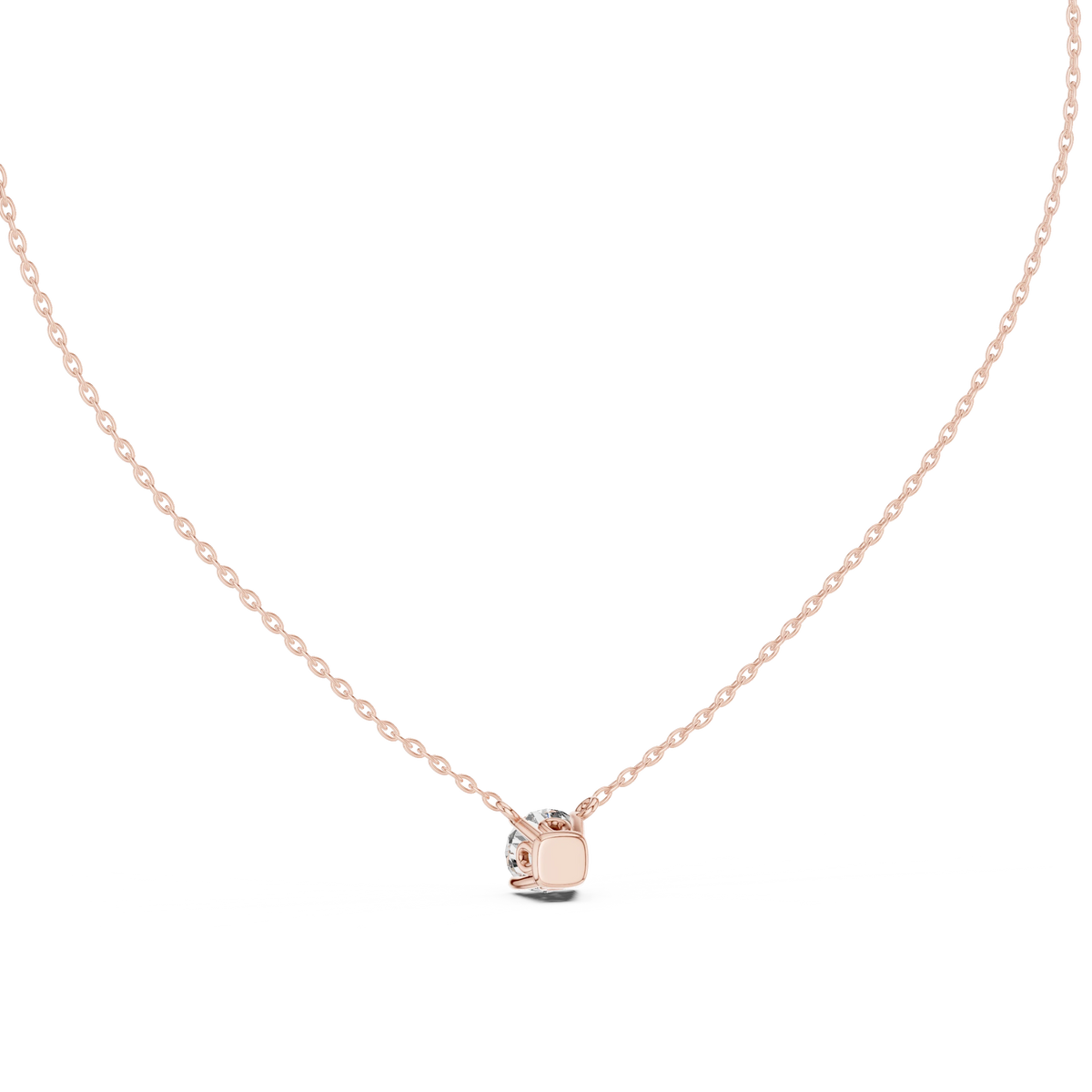 Floating Claw Prong Round Moissanite Pendant in rose 925 sterling silver, view 4