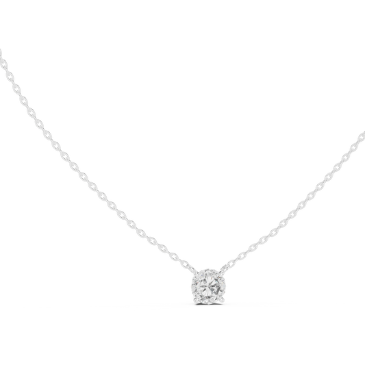 Floating Claw Prong Round Moissanite Pendant in white 925 sterling silver, view 1
