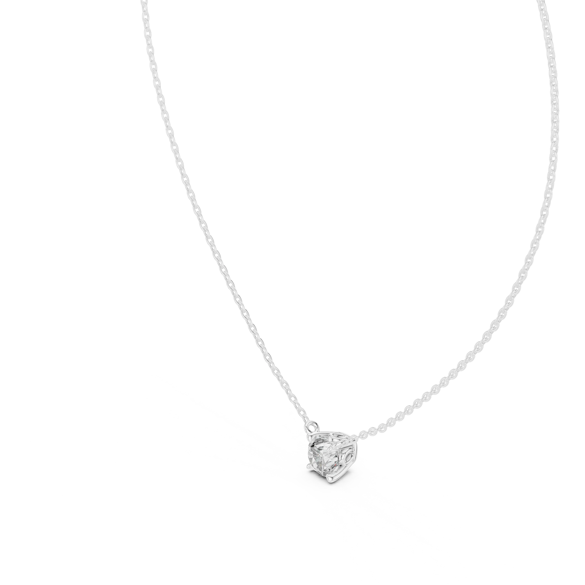 Floating Claw Prong Round Moissanite Pendant in white 925 sterling silver, view 2