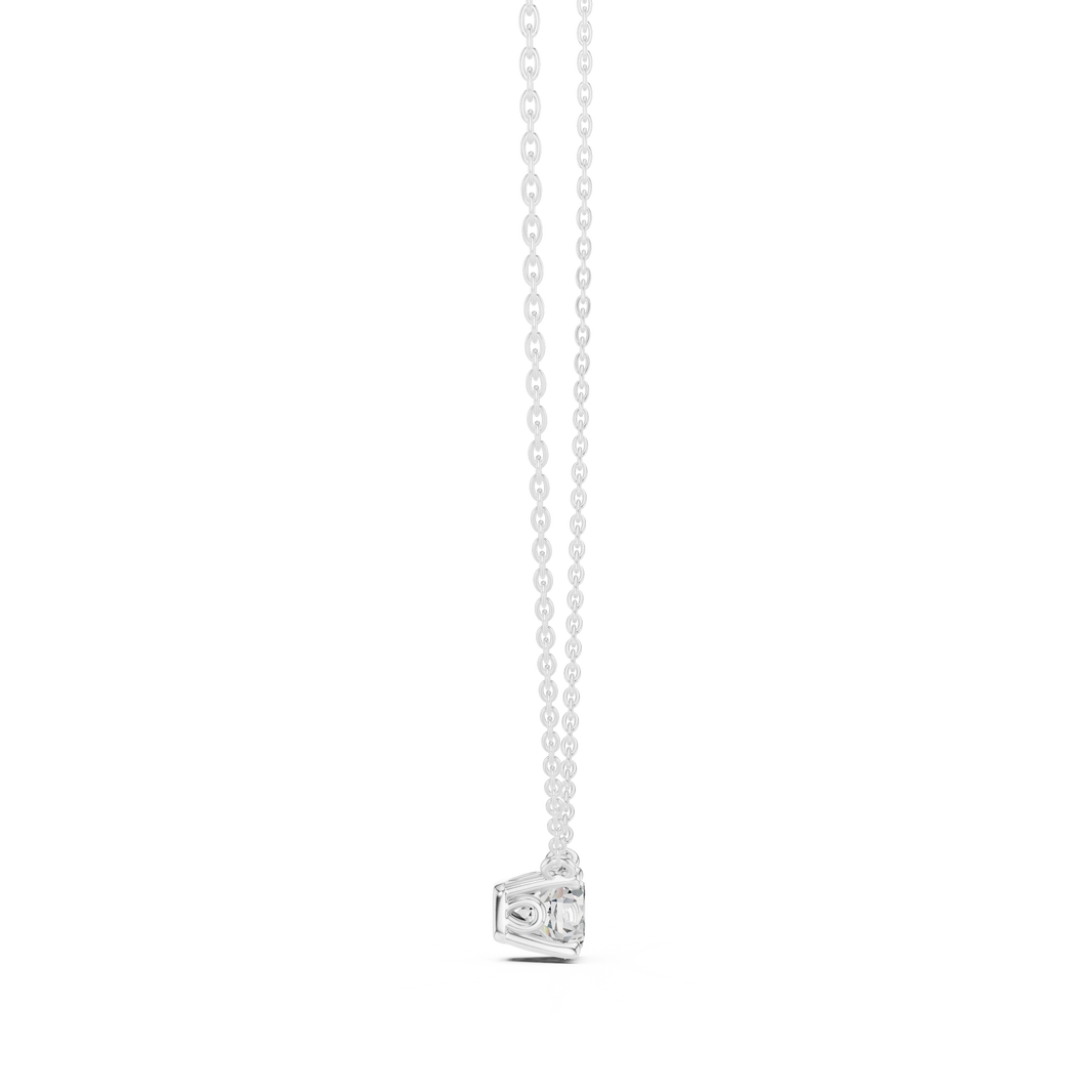 Floating Claw Prong Round Moissanite Pendant in white 925 sterling silver, view 3