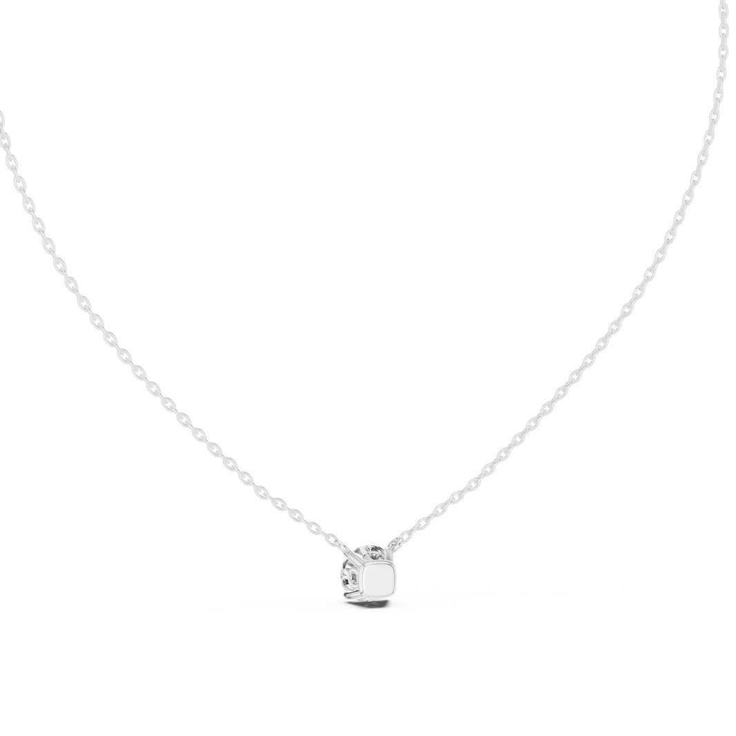 Floating Claw Prong Round Moissanite Pendant in white 925 sterling silver, view 4