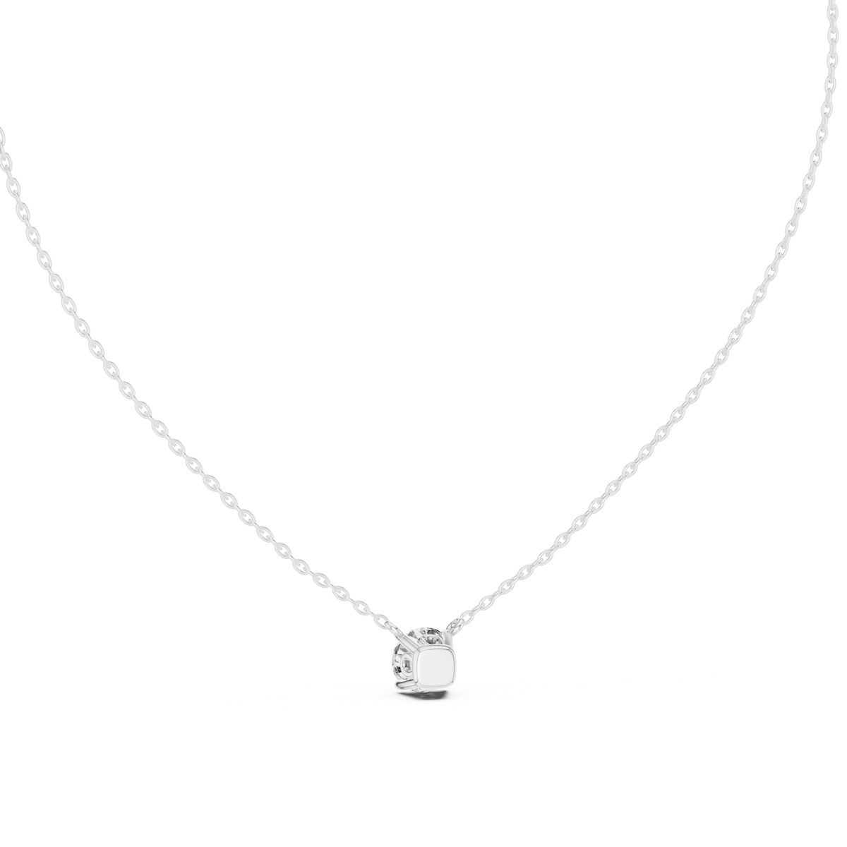 Floating Claw Prong Round Moissanite Pendant in white 925 sterling silver, view 4